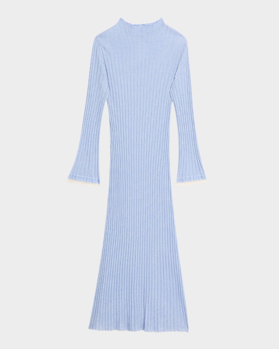 Fine Stripe Mock-Neck Mini Dress